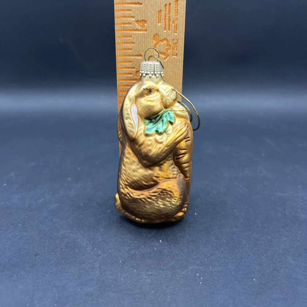 Vintage Kurt S Adler KS Germany Glass Rabbit Eating Carrot Christmas Ornament